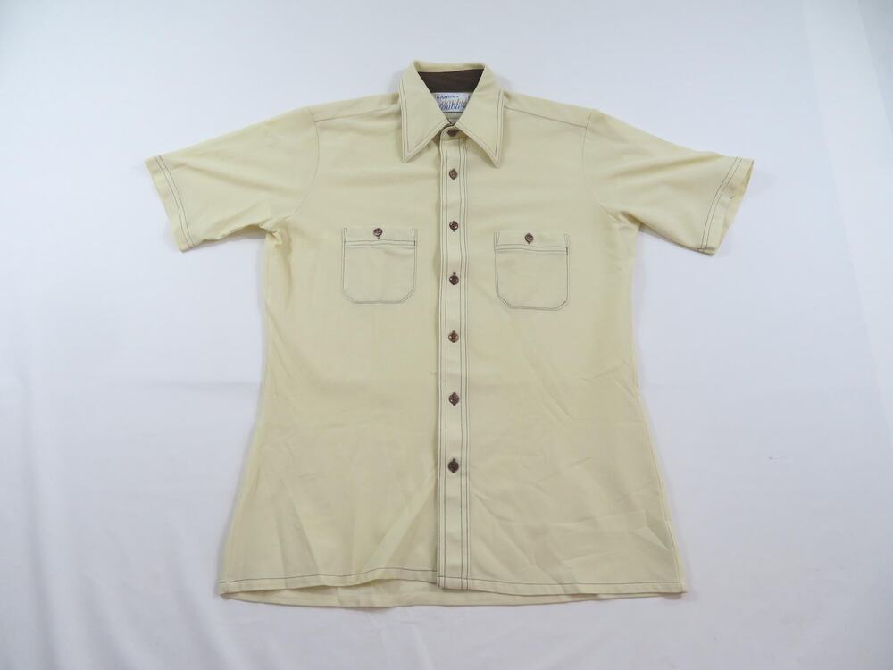 Arrow Doubler Doubler Shirt Western Style Button Down Sz 15.5 Beige 1970s